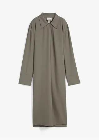 Midikleid mit Kragen in grau von vorne - bonprix