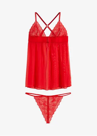 Babydoll und String (2-tlg.Set) in rot von vorne - VENUS