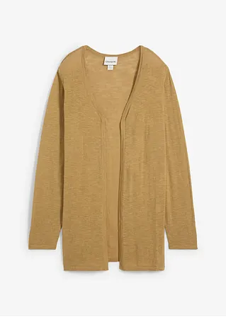 Strickjacke aus reiner Baumwoll-Slub Qualität in braun von vorne - bonprix