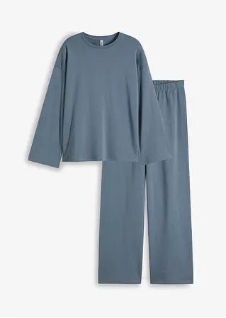 Oversized Loungewear Sweat Hausanzug in blau von vorne - bonprix