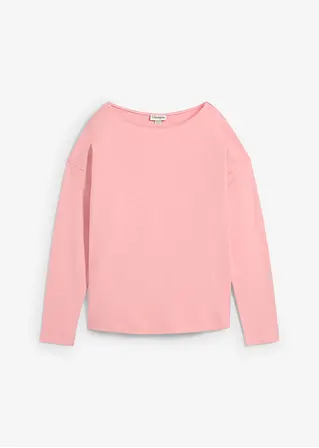 Langarmshirt aus reiner schwerer Bio-Baumwolle in rosa von vorne - bonprix