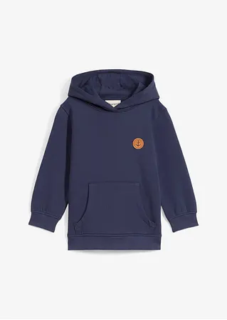 Hoodie aus reiner Bio-Baumwolle in blau von vorne - bonprix