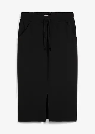 Midirock mit Bequembund in schwarz von vorne - bonprix