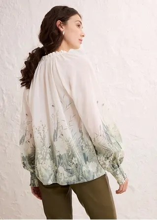 Bluse mit Seidenanteil in weiß von hinten (im Anschnitt) - bonprix