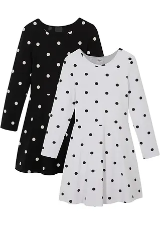 Shirtkleid (2er Pack) mit Bio-Baumwolle in schwarz von vorne - bonprix