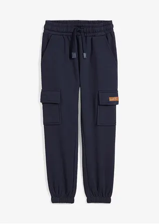 Jogginghose aus reiner Bio-Baumwolle in blau von vorne - bonprix