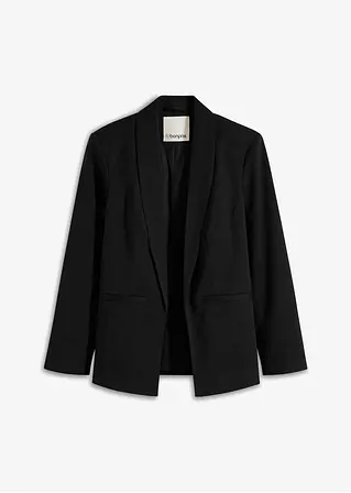 Offener Blazer mit 3/4 Arm in schwarz von vorne - bonprix