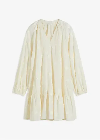 Kleid mit Blumen-Applikation in weiß von vorne - bonprix