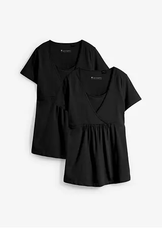 2-in-1 Umstands- und Stillshirts (2er Pack​) in schwarz von vorne - bonprix