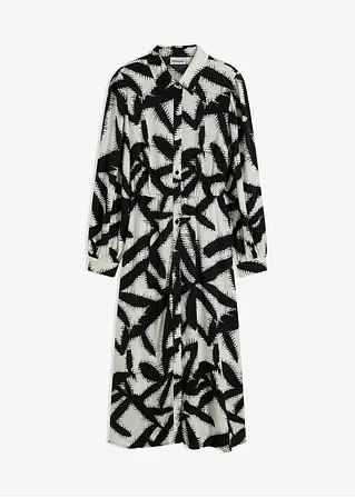 bedrucktes Satin-Midikleid in schwarz von vorne - bonprix