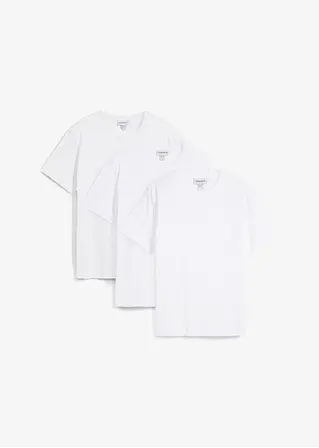 T-Shirt (3er Pack) in weiß von vorne - bonprix