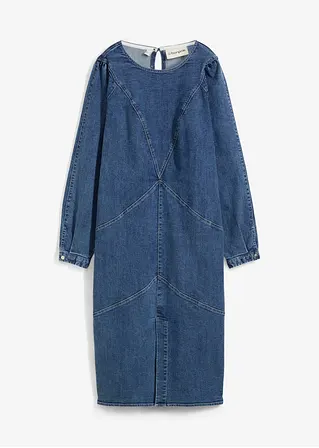 Jeanskleid, Midi-Länge in blau von vorne - bonprix