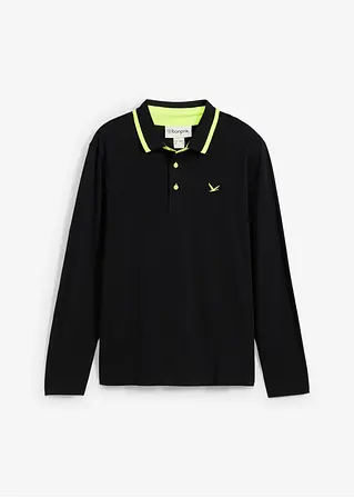 Piqué-Poloshirt aus reiner Bio-Baumwolle in schwarz von vorne - bonprix