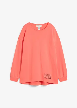 Sweatshirt aus Baumwoll-Mix mit Vokuhila Saum in pink von vorne - bonprix