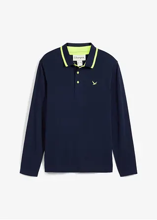 Piqué-Poloshirt aus reiner Bio-Baumwolle in blau von vorne - bonprix