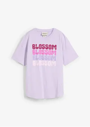 Oversize-Boxyshirt aus Bio-Baumwolle in lila von vorne - bonprix