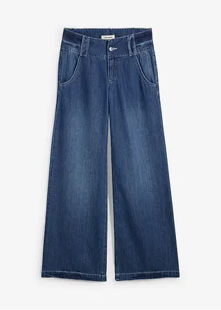 Wide-Leg-Jeans High Waist, Super Soft in blau von vorne - bonprix