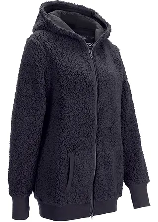 Teddy-Fleece Jacke in grau - bonprix