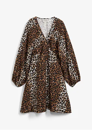 Minikleid aus fließendem Viskose-Mix in beige von vorne - bonprix