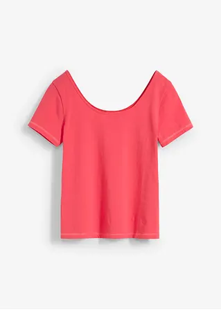 T-Shirt mit tiefem Rückenausschnitt in pink von vorne - bonprix