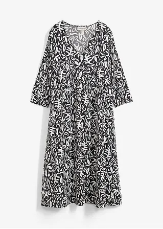 Kleid in Midilänge aus fließender Viskose in schwarz von vorne - bonprix