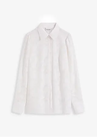 Bluse aus Jaquard-Chiffon in weiß von vorne - bonprix