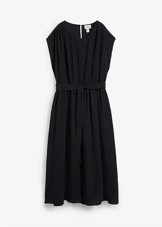 Midikleid aus reiner Baumwolle in schwarz von vorne - bonprix