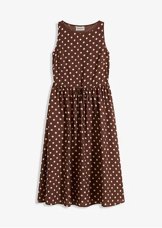 Midikleid mit Bindeband in braun von vorne - bonprix