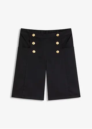 Bermuda mit dekorativen Knöpfen in schwarz von vorne - bonprix