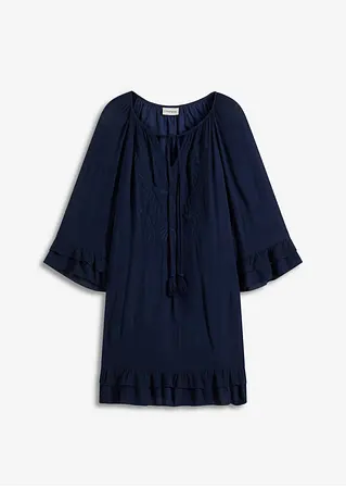 Boho Kleid mit Stickerei in blau von vorne - bonprix