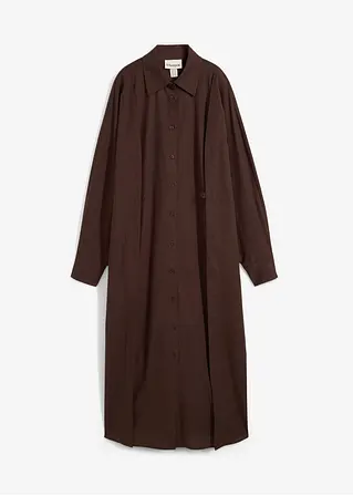 Oversize Hemdblusenkleid aus Viskose-Mix in braun von vorne - bonprix
