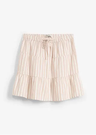 Stufenrock aus luftigem Leinen-Mix in beige von vorne - bonprix