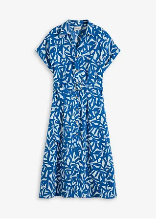 Midikleid mit Gürtel in blau von vorne - bonprix