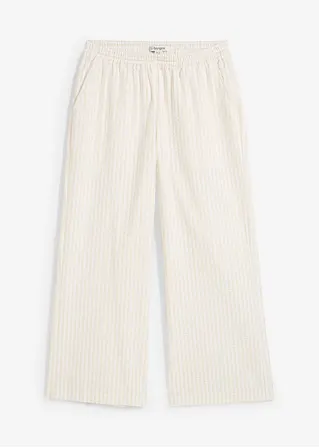 Palazzo-Hose aus Seersucker, 7/8 Länge in beige von vorne - bonprix