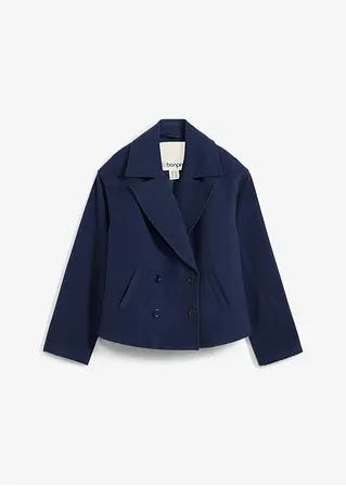 Cabanjacke, Wollimitat in blau von vorne - bonprix