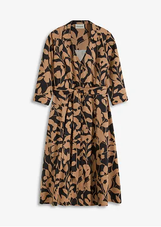 Hemdblusenkleid mit floralem Druck in schwarz von vorne - bonprix
