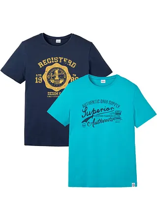 T-Shirt (2er Pack) in grün von vorne - bonprix