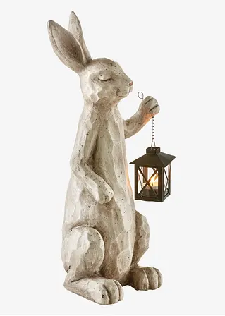 Deko-Figur Hase mit Laterne in grau - bonprix