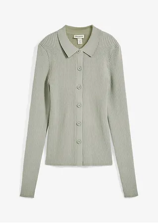 Feinstrickjacke aus Viskose-Mix in grün von vorne - bonprix