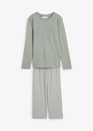 Pyjama mit Bio-Baumwolle (2-tlg. Set) in grau von vorne - bonprix