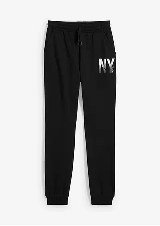 Jogginghose aus weichem Baumwoll-Mix in schwarz von vorne - bonprix