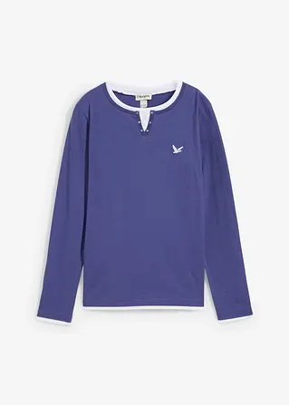 2 in 1 Shirt, Langarm aus Bio-Baumwolle in blau von vorne - bonprix