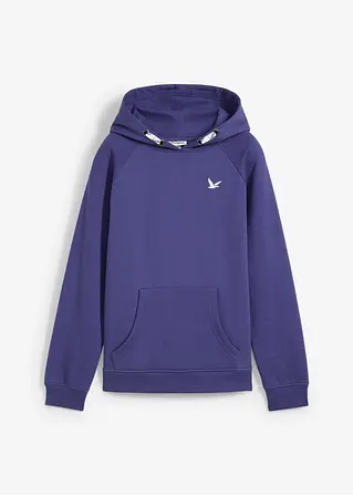 Hoodie aus reiner Bio-Baumwolle in blau von vorne - bonprix