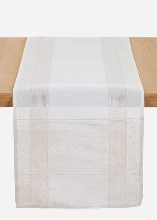 Jacquard Tischläufer einfarbig in weiß von vorne - bonprix