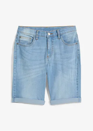 Stretch-Jeans-Bermuda, Slim Fit in blau von vorne - bonprix