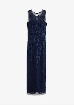 Spitzenkleid mit Stickerei in blau von vorne - bonprix