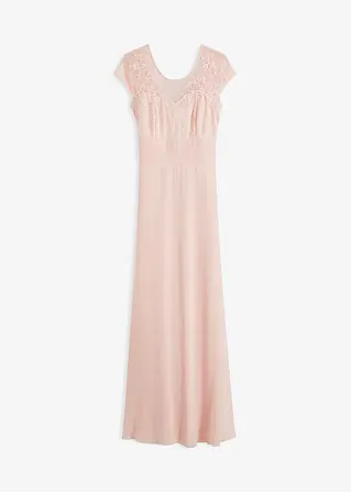 Chiffonkleid mit Spitze und Binde-Detail in rosa von vorne - bonprix