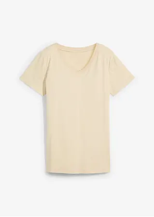 T-Shirt aus reiner Bio-Baumwolle in beige von vorne - bonprix