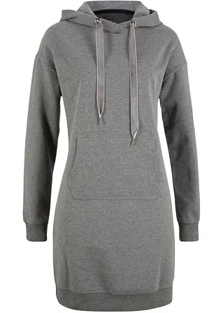 Sweatkleid aus reiner Baumwolle in grau von vorne - bonprix