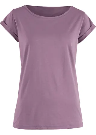 T-Shirt aus reiner Baumwolle in lila von vorne - bonprix